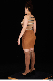  Leticia brown high heels boots brown short skirt brown tank top casual dressed standing whole body 0004.jpg